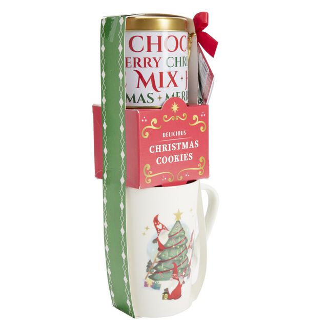 Coffret mug No&euml;l 330ml avec biscuits et bo&icirc;te m&eacute;tallique (3 mod&egrave;les)