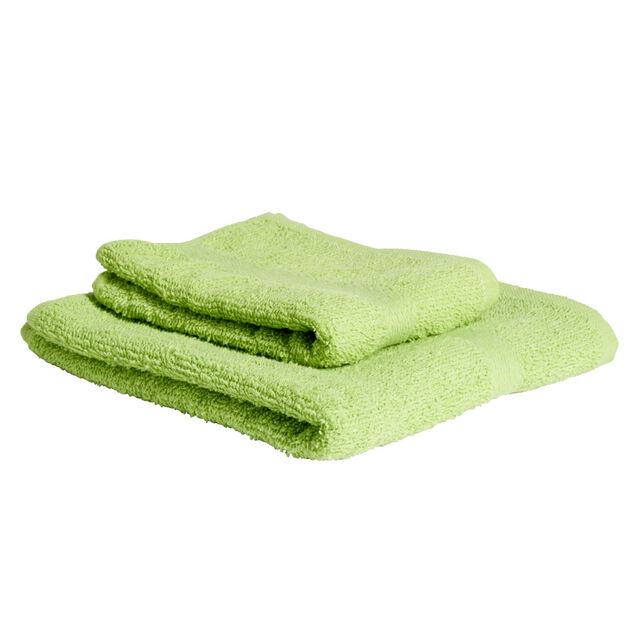 Lot de 2 serviettes de bain coton vert 40x60cm et 55x105cm