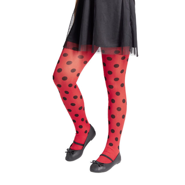 Collant enfant motif coccinelle rouge et pois noir Taille unique L65cm