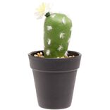 Cactus artificiel avec fleur vert et blanc Ø7,5xH15cm