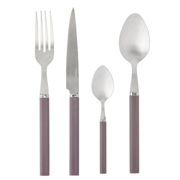 M&eacute;nag&egrave;re 16 pi&egrave;ces acier inoxydable manche textur&eacute; ros&eacute;