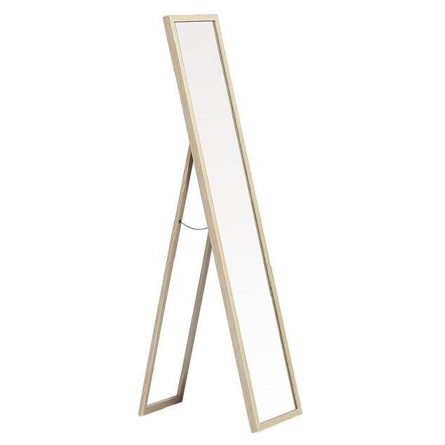 Grand miroir psych&eacute; marron clair