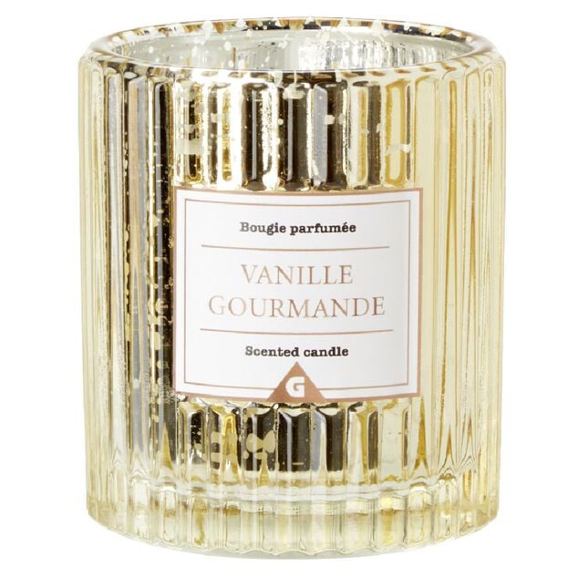 Bougie dans verre design relief senteur vanille gourmande