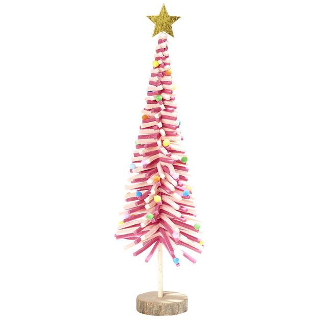 Sapin en feutrine et bois &agrave; poser H45cm - 4 mod&egrave;les