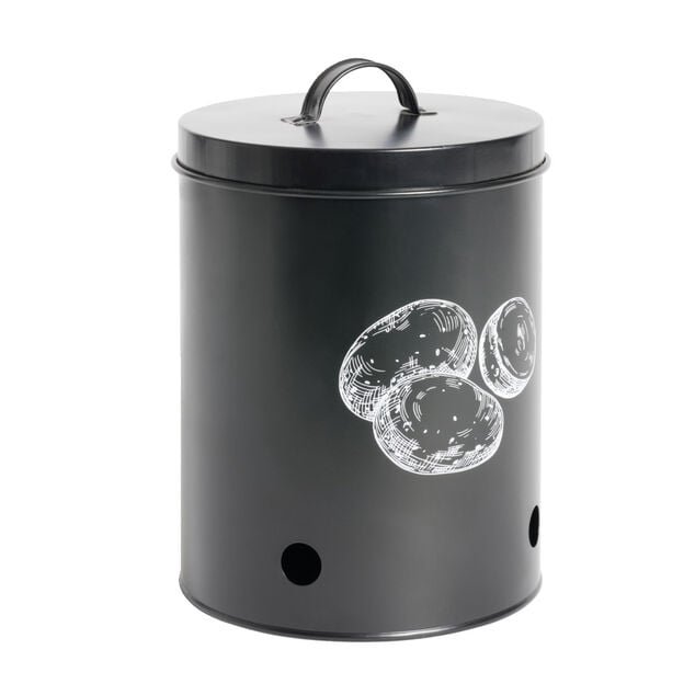 Bo&icirc;te de conservation pour pommes de terre en m&eacute;tal noir