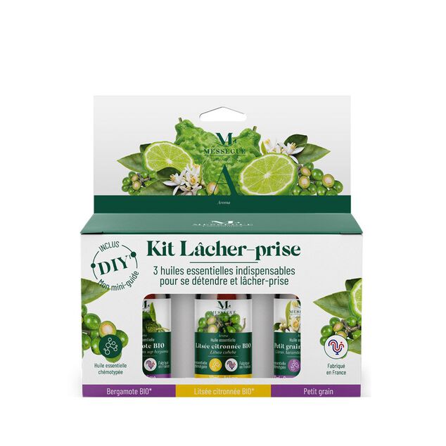 Huile essentielle bio x3 kit l&acirc;cher prise Mess&eacute;gu&eacute; bergamote lits&eacute;e petit grain 3x10ml