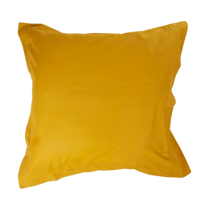 Taie d'oreiller carr&eacute;e unie jaune moutarde