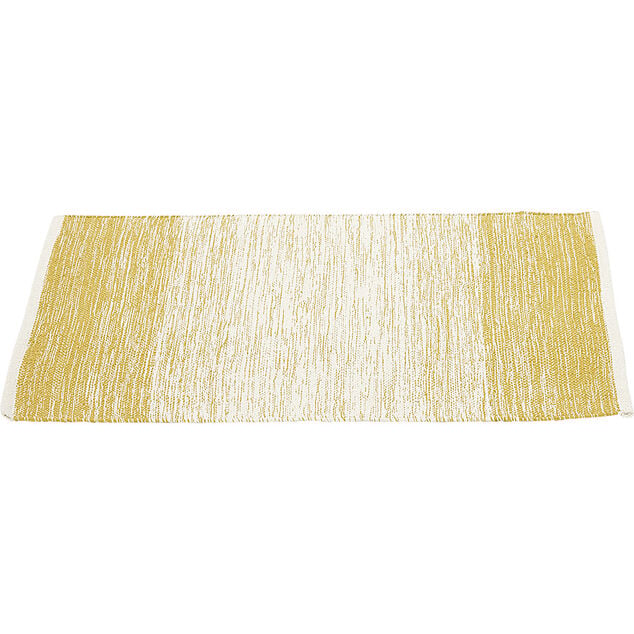 Tapis rectangulaire d&eacute;grad&eacute; rayure blanche et jaune moutarde