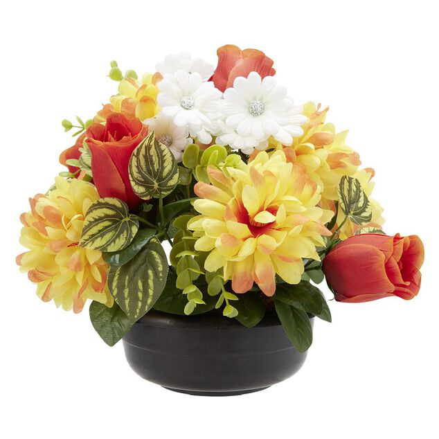 Coupe de fleurs artificielles 22 t&ecirc;tes orange