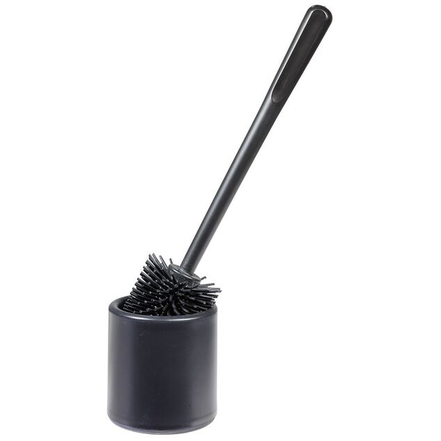 Brosse WC silicone ronde avec support noir