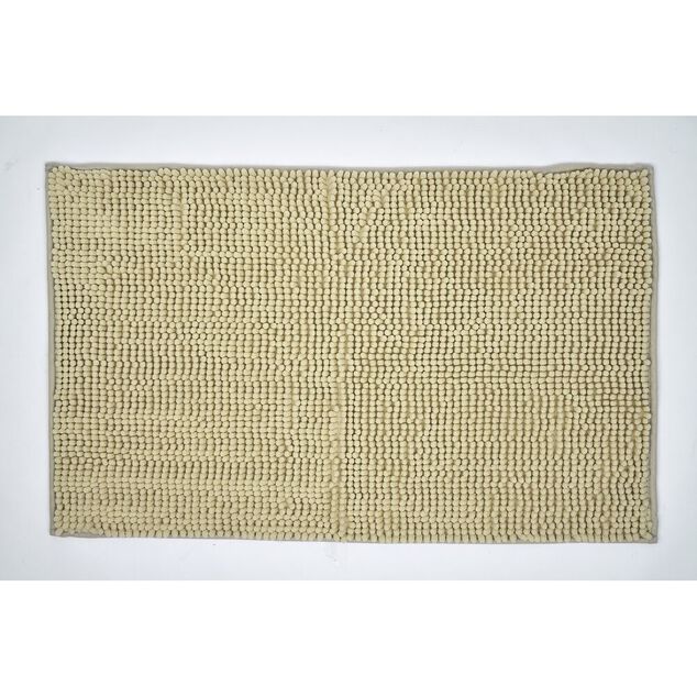Tapis de salle de bain chenille beige 80x50cm