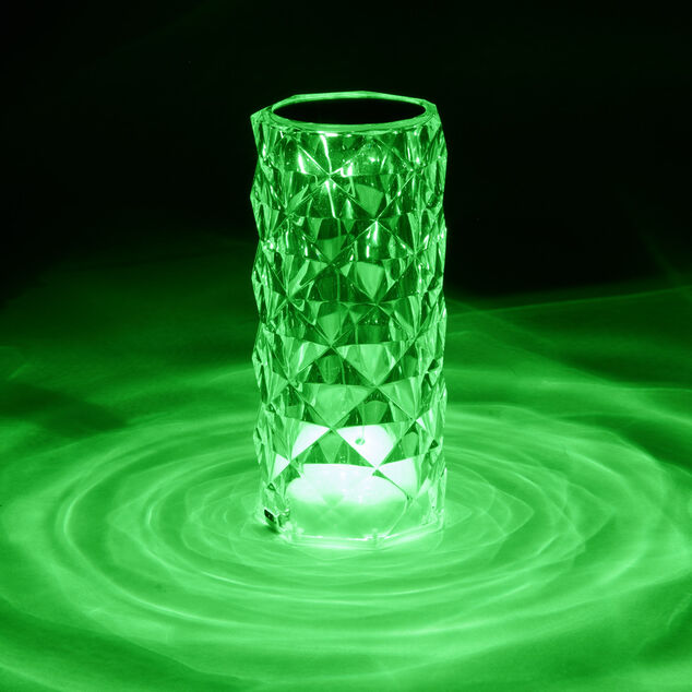 Lampe LED RGB tactile design cristal avec télécommande Ø7,5xH15,5cm