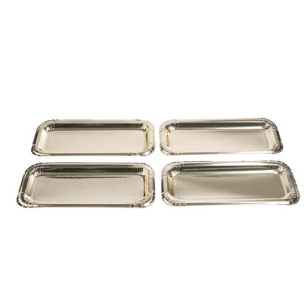 Plat &agrave; cake x4 en carton dor&eacute; 15,5x34cm