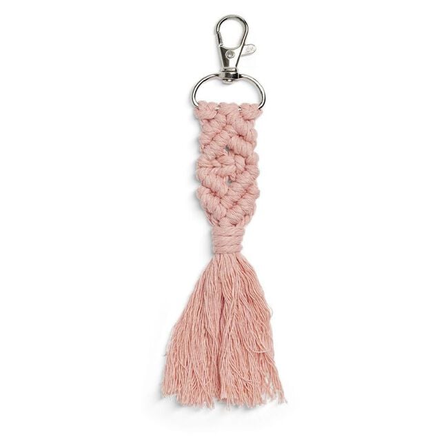 Porte cl&eacute; pompon macram&eacute; avec mousqueton - 3 coloris