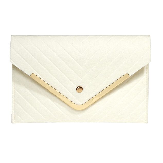 Sac pochette femme feutrine effet croco 25x16cm - 2 mod&egrave;les noir ou ou blanc