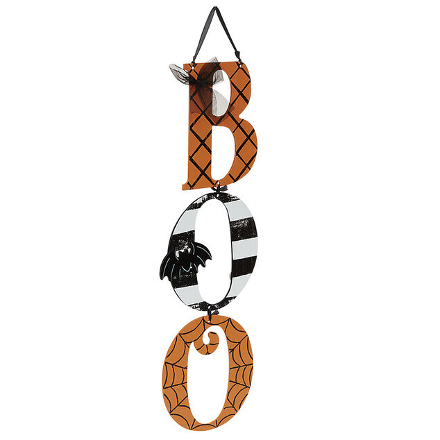 Suspension Halloween lettres BOO en bois