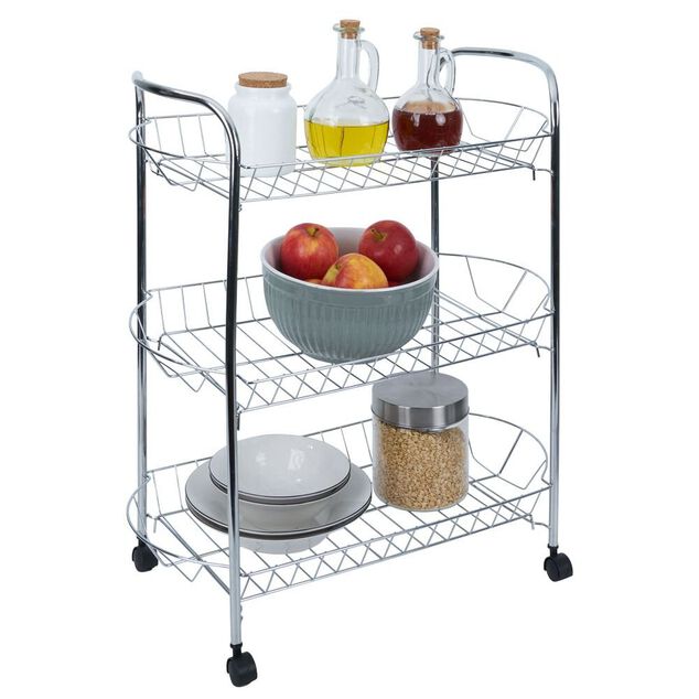 Desserte en m&eacute;tal gris 3 niveaux - L.51xl.26,5xH.57cm