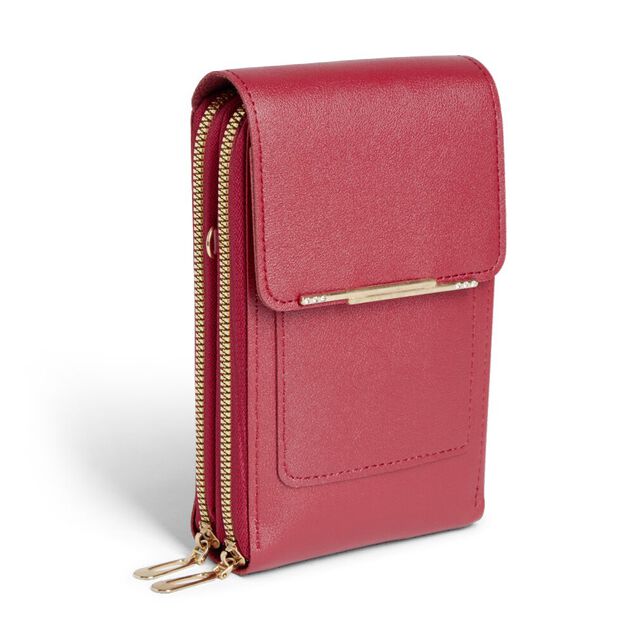 Pochette t&eacute;l&eacute;phone simple zip polyur&eacute;thane et m&eacute;tal