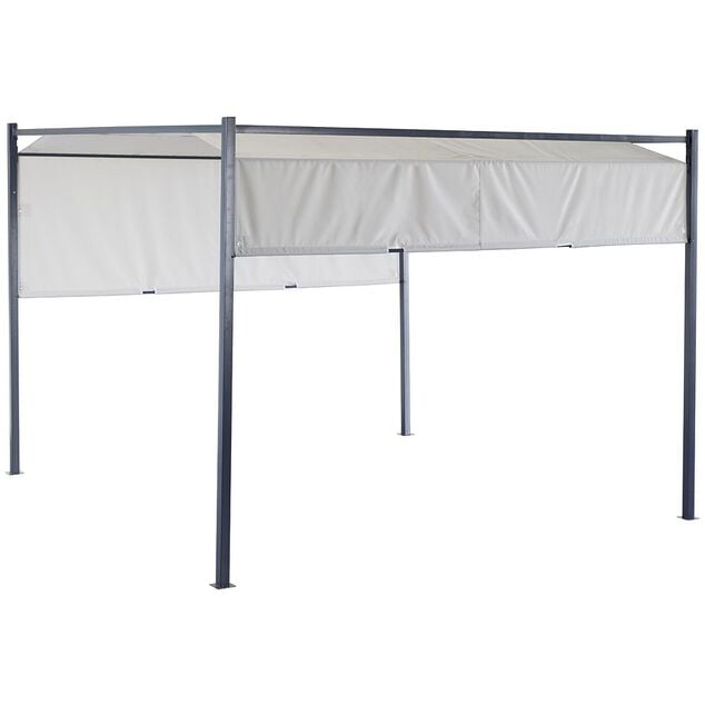 Tonnelle coulissante carr&eacute;e Nazare gris UPF50+ 298x298xH220cm
