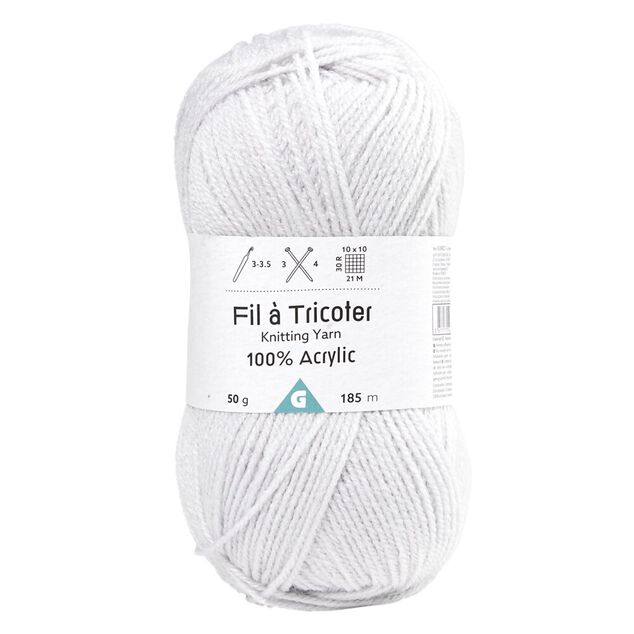 Fil &agrave; tricoter acrylique 50g gris clair