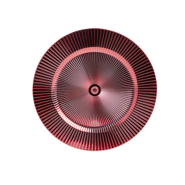 Sous assiette ronde plastique stri&eacute; rouge &Oslash;33cm