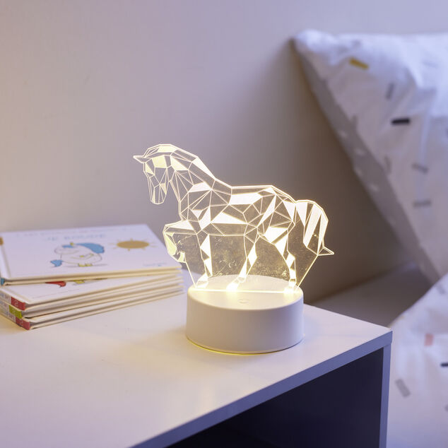 Lampe LED 3D façon origami forme cheval 16x9,8xH15,5cm