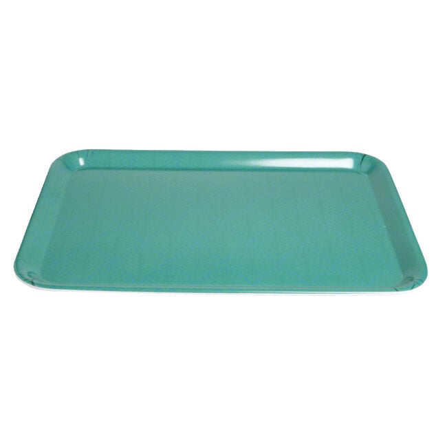 Plateau m&eacute;lamin&eacute; vert uni 45,2x31,4xH2cm