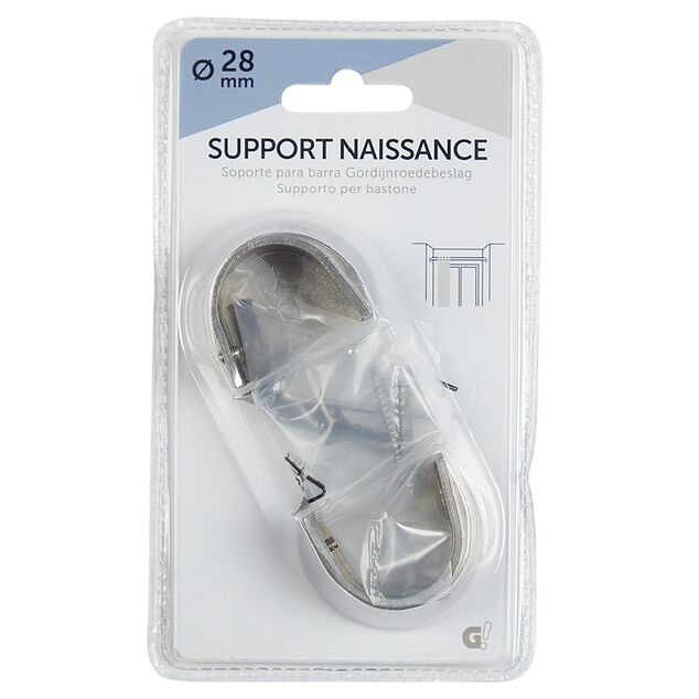 Support naissance pour tringle x2 gris m&eacute;tal