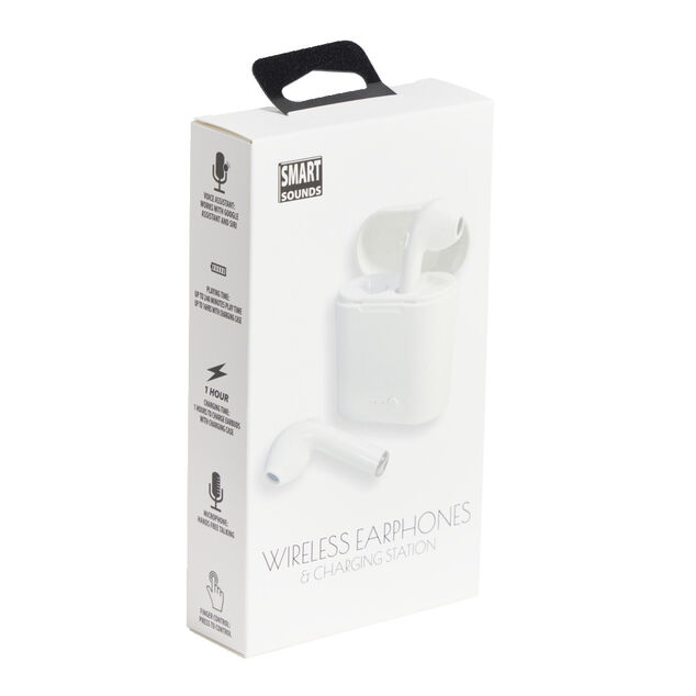 &Eacute;couteurs Bluetooth avec &eacute;tui de charge blanc
