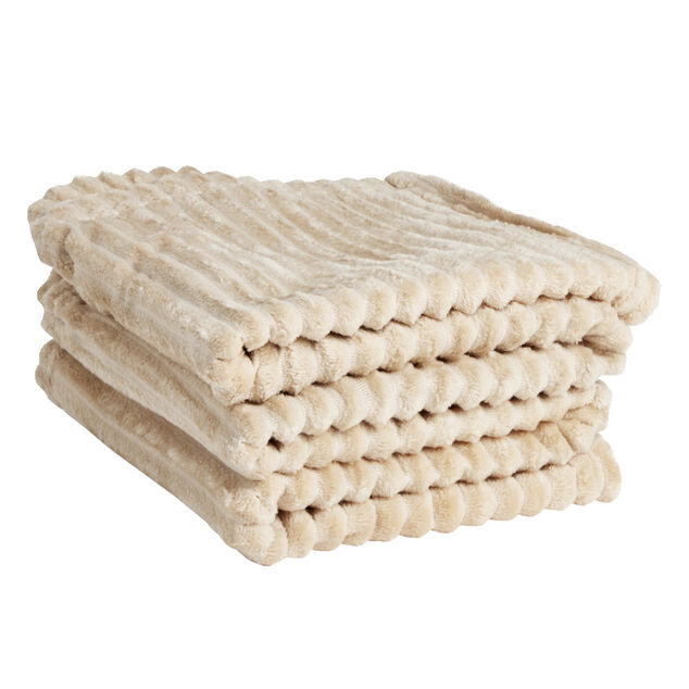 Plaid doux &agrave; rayures beige 127x152cm