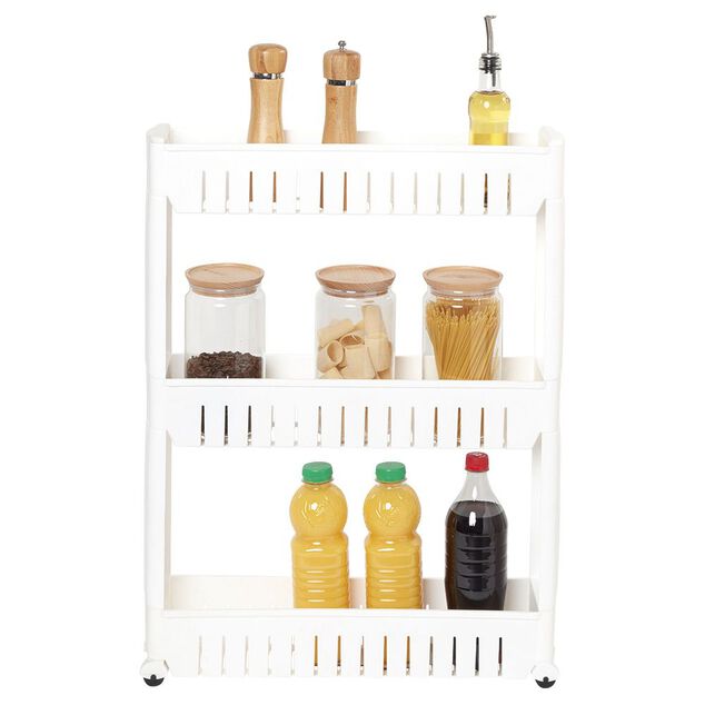 Desserte de cuisine &eacute;troite &agrave; 3 niveaux 55x12xH72cm