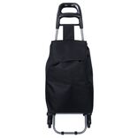 Chariot de courses, 2 roues triples, polyester noir - L.40xl.33xH.92