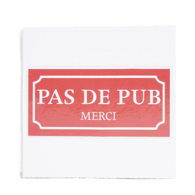 Signalétique adhésive "Pas de pub, merci" - 8x8 cm