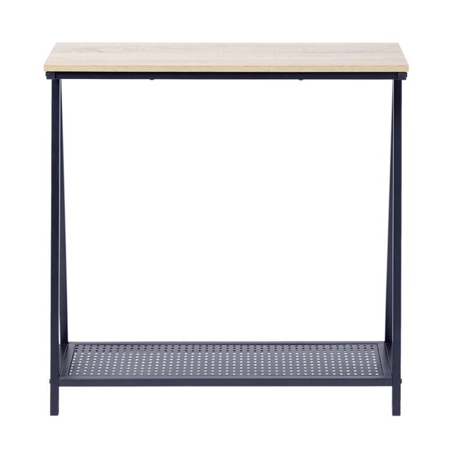 Console 2 niveaux Luffi en bois et m&eacute;tal ajour&eacute; noir 78x24xH78,5cm