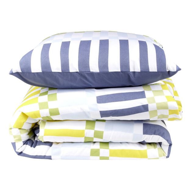 Parure de lit 1 personne 140x200cm coton graphique et fleuri (2 mod&egrave;les)