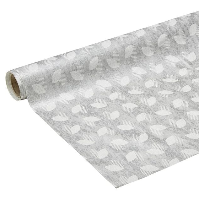 Toile cir&eacute;e motif relief gris blanc 140 cm