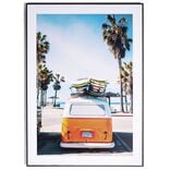 Cadre d&eacute;co en bois photo van plage 50x70cm