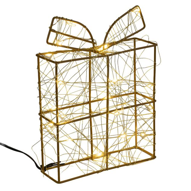 D&eacute;coration de No&euml;l LED cadeau lumineux en m&eacute;tal 15x5xH20cm