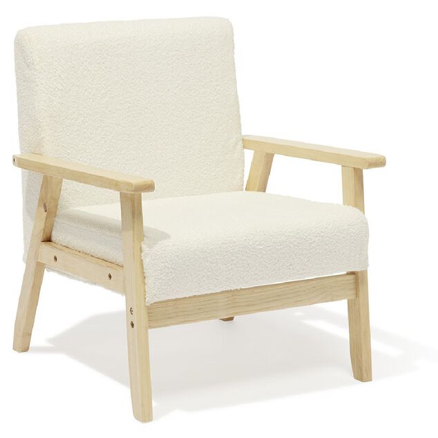 Fauteuil Joséphine curly effet laine bouclée blanc - L64xP70xH76 cm