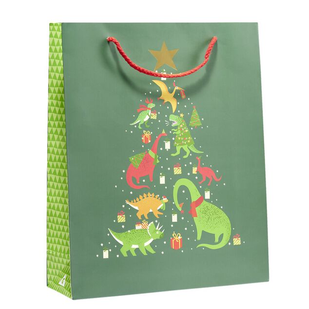 Sac cadeau Noël enfant licorne ou dinosaure 26xH32cm - 2 modèles