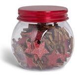 Étoile décoration de table bois rouge pailleté x80