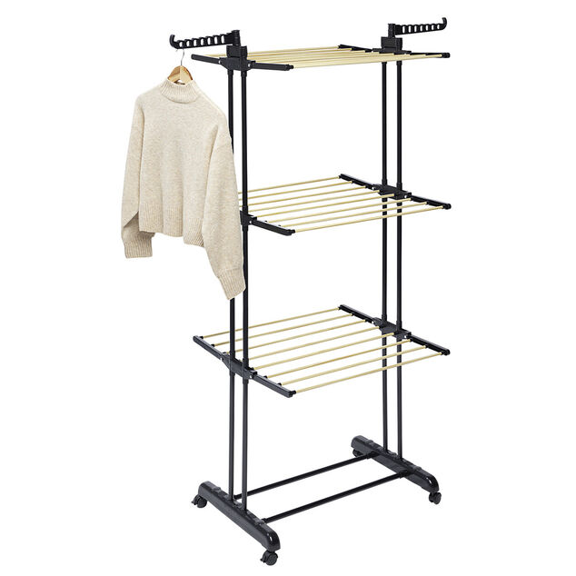 S&eacute;choir tour 3 niveaux fer et plastique blanc 75x64xH177cm