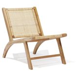 Fauteuil Nidam bois d'acajou et rotin naturel L54xP77xH71 cm