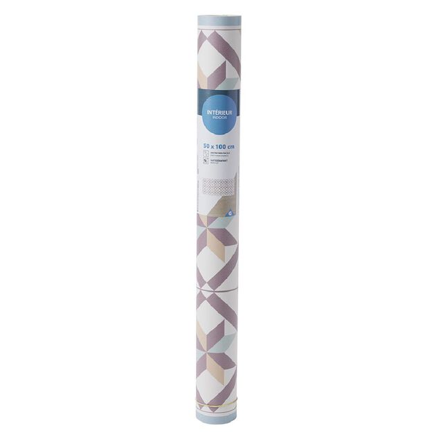 Tapis vinyle motifs carreaux de ciment ros&eacute;s 50x100cm