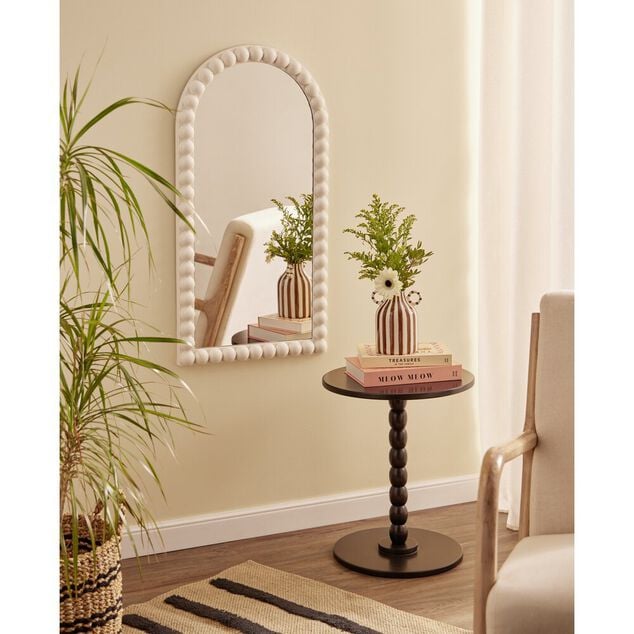 Miroir arche bord boule plastique gris 41x80cm