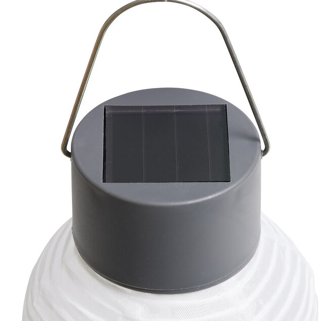 Mini lanterne chinoise solaire en tissu blanc &Oslash;7,5xH12,5cm
