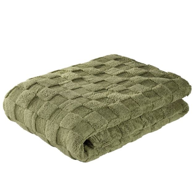 Plaid XL texture damier vert 180x220cm
