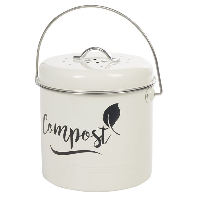 Composteur de cuisine beige noir design compost