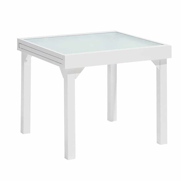Table de jardin extensible Oslow 4 &agrave; 8 personnes blanc gris