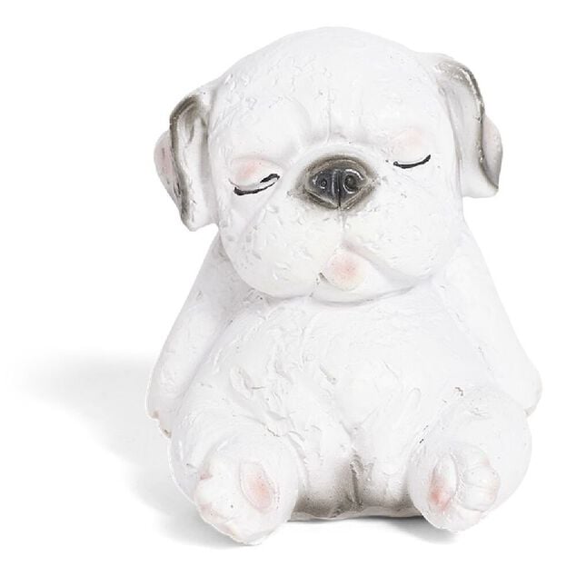 Figurine chiot endormi plastique gris H.6,5cm